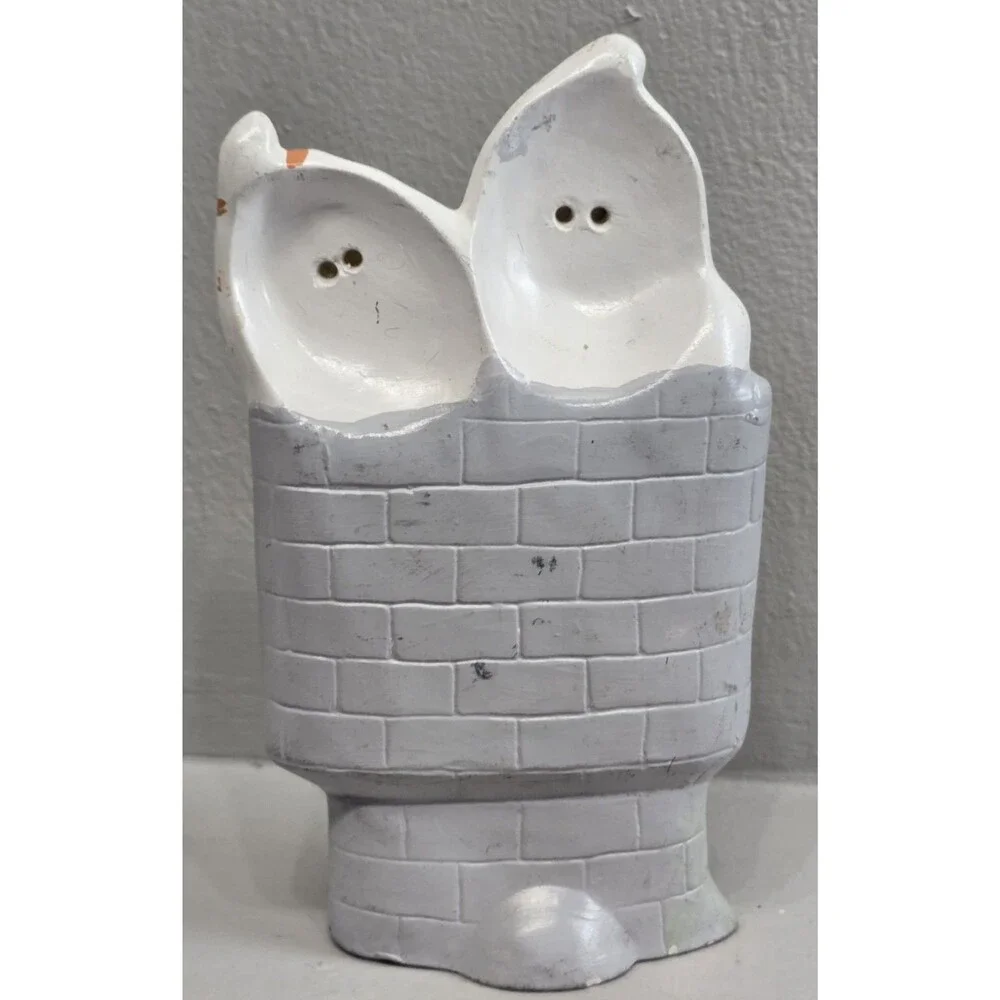 Vintage Halloween Ceramic Ghost Mold Googly Eyes Hand Painted 80s 90s Decoration